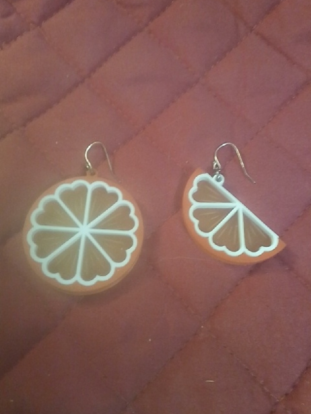 Orange Slice Dangle Earrings - Playful Citrus Design